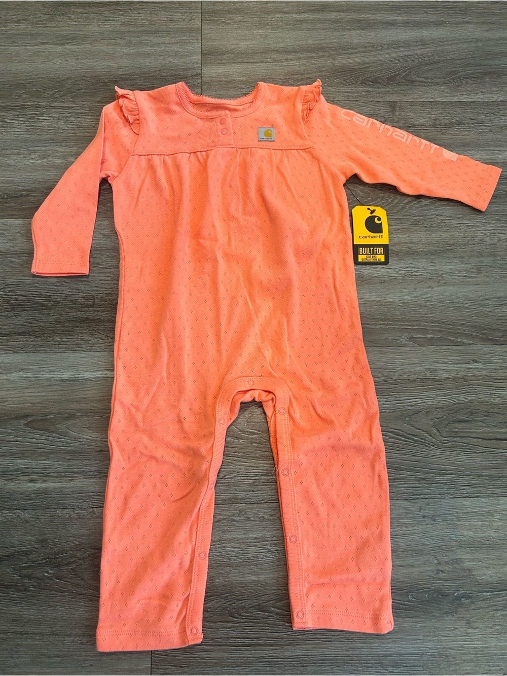 Carhartt Coral Long-Sleeve Ruffle Shoulder One-Piece